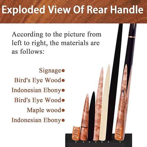 Miniatura 6 de Tacos de billar profesionales 34 Taco de billar Split Negro 8 chinos ocho tacos Snooker 10MM con caja (color 2)