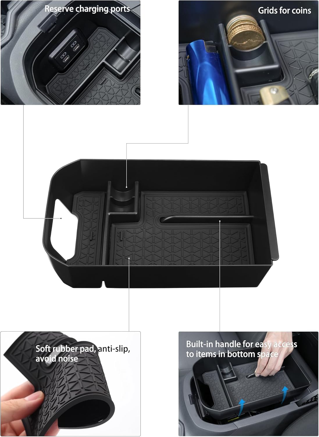 3PCS Compatible with Toyota RAV-4 Accessories Center Console Storage Tray Armrest Glove Box Organizer Passenger-side Rubber Pad for RAV4 2019-2025 Accessories - Image 7