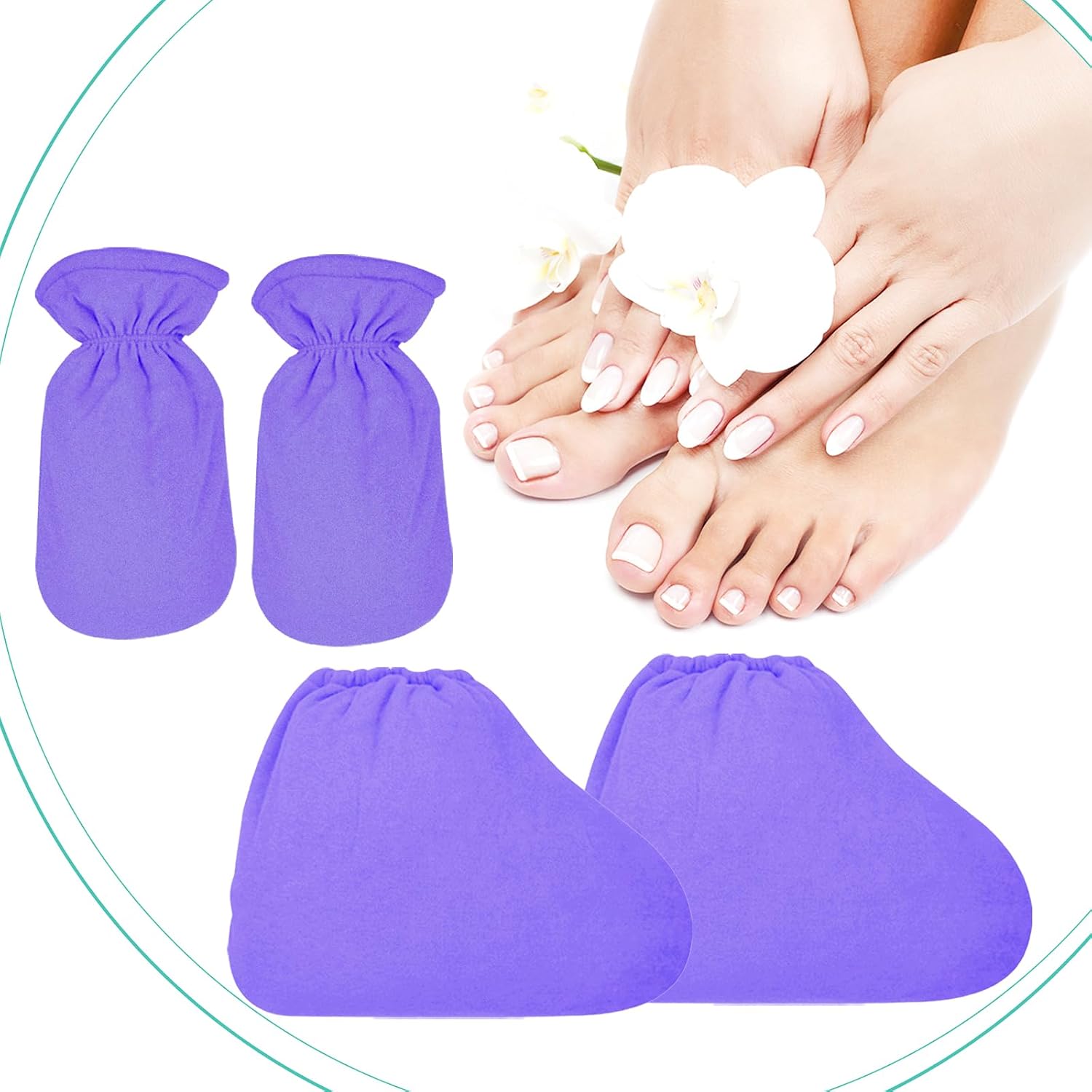 Paraffin Wax Bath Terry Cloth Gloves & Foot Liners, Purple | Paraffin Wax Machine Heated SPA Mittens Foot Liners, Thick Heat Hand Feet Treatment, Insulated Mitt Spa Feet Cover