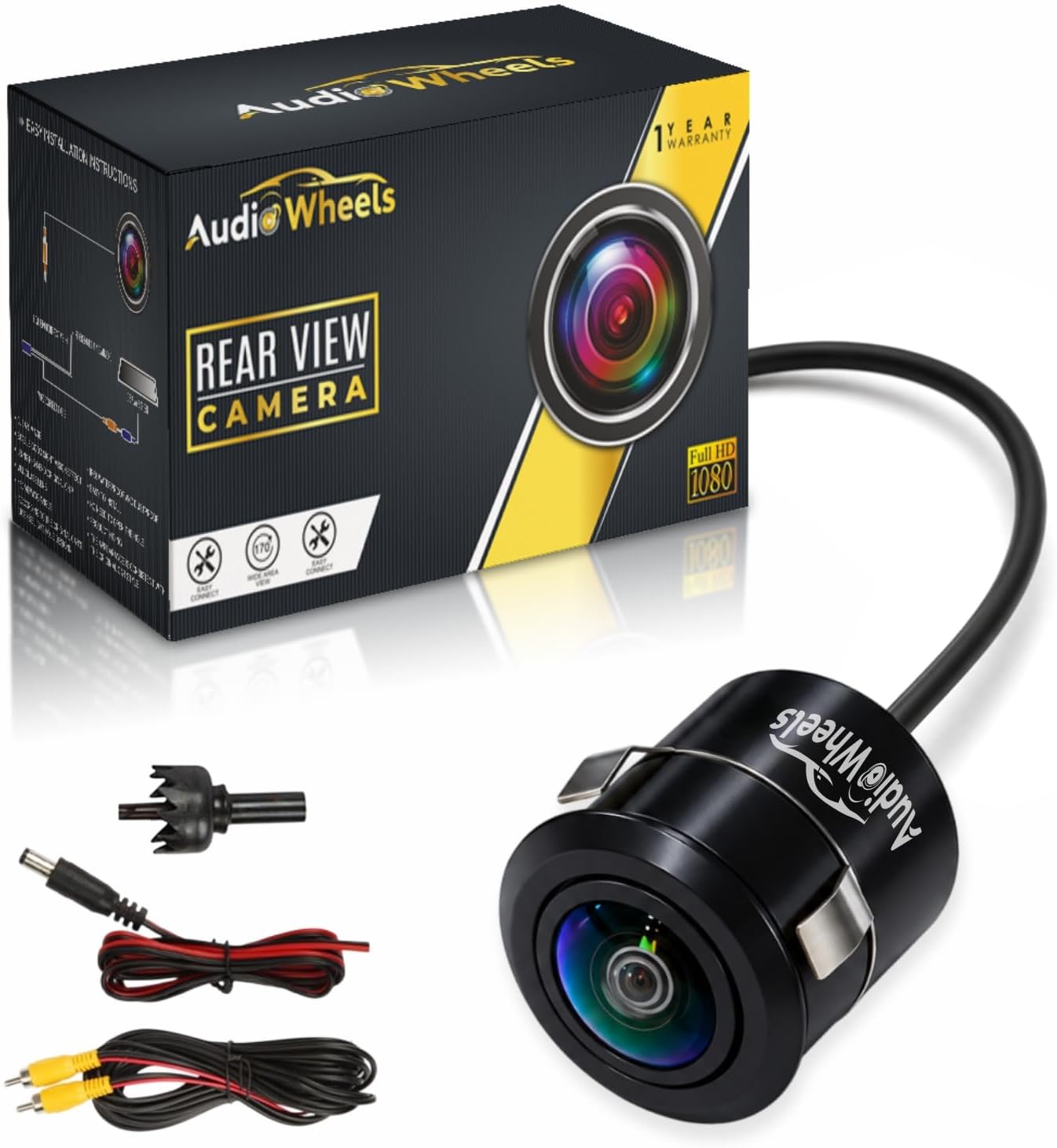 AHD 1080P Car Backup Camera - 170ยฐ Wide Angle, IP68 Waterproof and Night-Vision Compatible with Car Android Monitors - Enhance Your Driving Safety