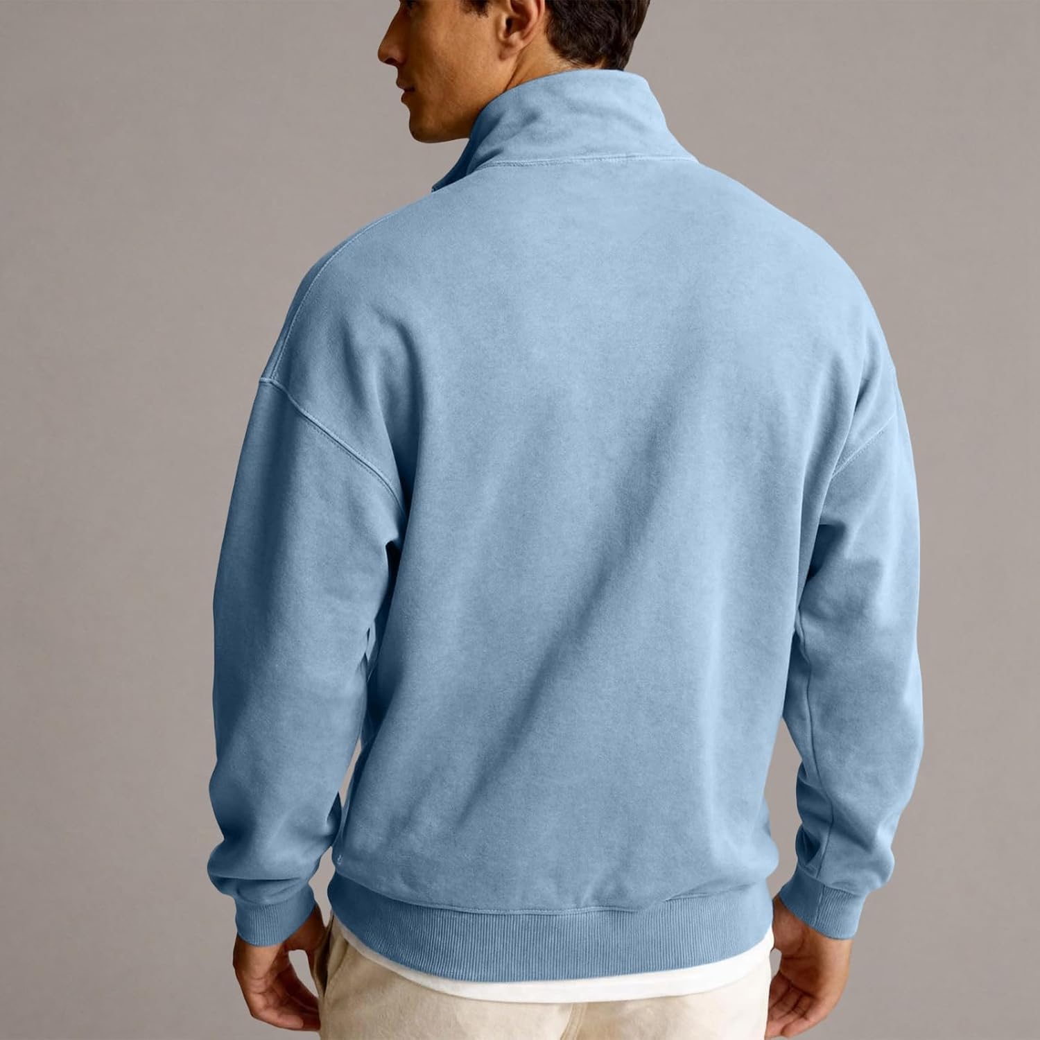 Men Lightweight Quarter Zip Mock Neck Polo Sweater,Winter Pullover
