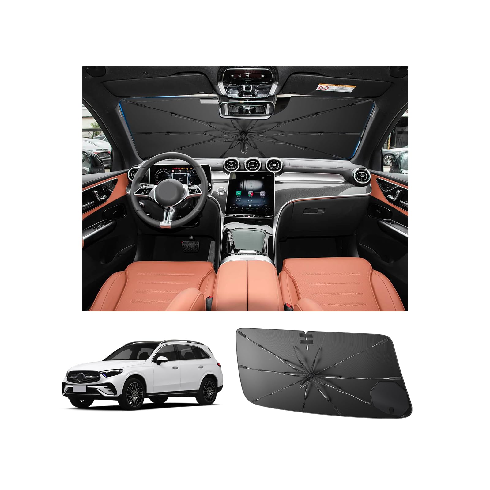 [2026 Nueva actualización] sombrilla Parasol para parabrisas Ben z GLC X253 X254 2016-2025, modelo actualizado para coche, protección UV, sombrilla plegable, sombrilla frontal