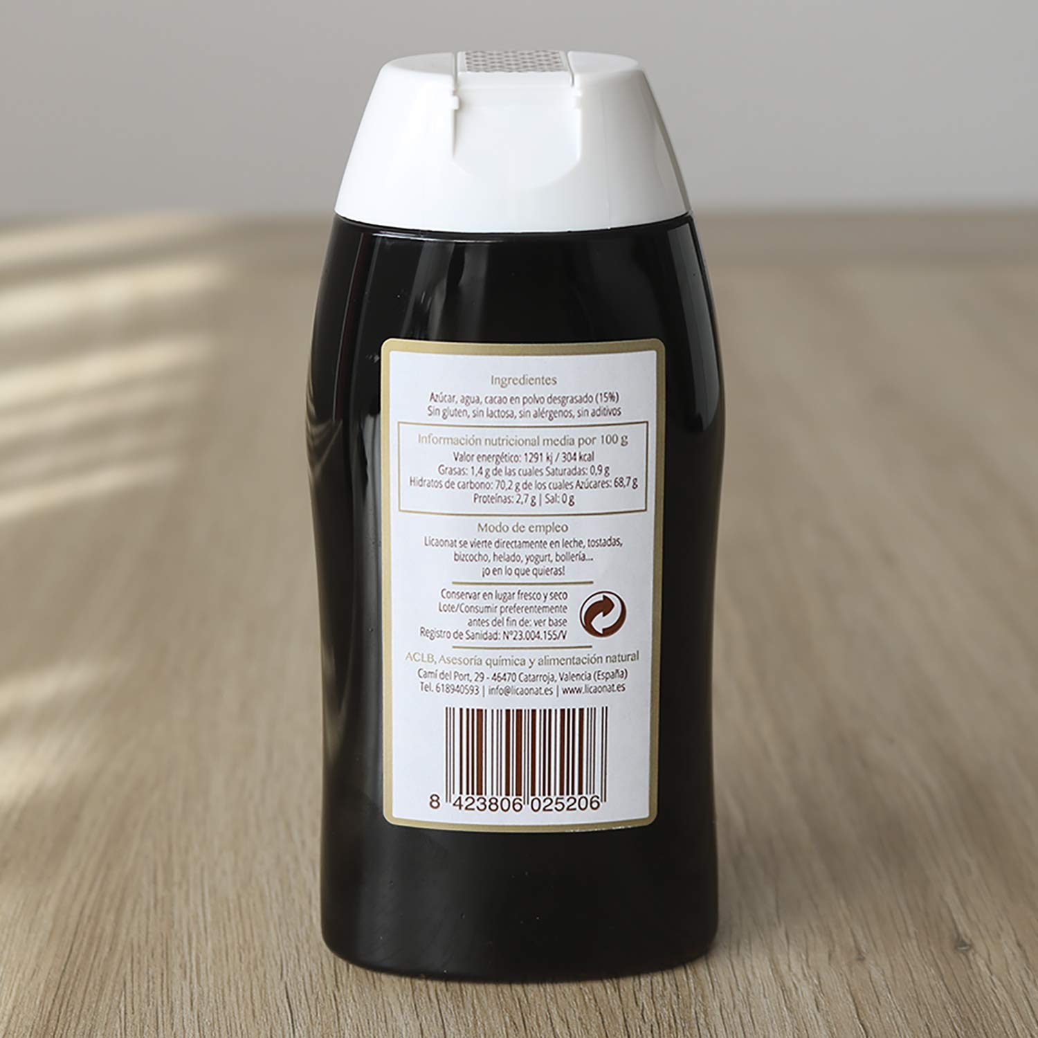 LICAONAT Sirope de Chocolate Gourmet, Cacao Natural, Sirope Sabor Chocolate sin Gluten sin Lactosa (sin aditivos, alérgenos, PLV, lecitina), Apto para Veganos (1 unidad)