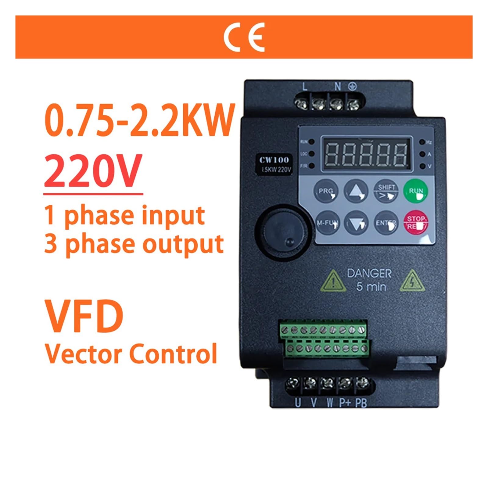 Przetwornica częstotliwości 0,75 kW/1,5 kW/2,2 kW 1/2/3 Ekonomiczny miniaturowy przetwornik częstotliwości VFD do sterowania prędkością silnika(1HP 0.75KW)