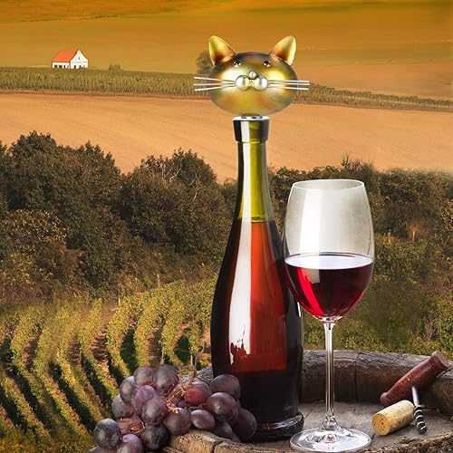 Miniatura 2 de Tapón de botella de vino para gatos, tapones de metal para botellas de bebidas, los mejores accesorios de regalo para los amantes de los gatos