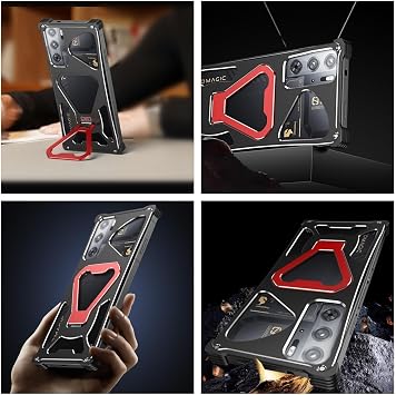 Red Magic 10 Pro Bumper Aluminum Case for Red Magic 10 Pro+ Ring Stand Heat Dissipation Shock Absorbing Cover Silver Blue