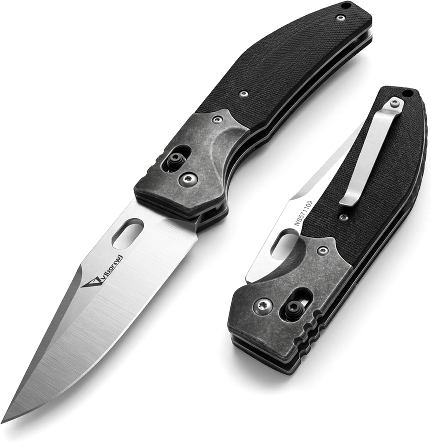 Folding Pocket Knife for Men, 8Cr13MoV Stainless Steel Blade with G10 Handle, EDC Knife with Thumb Hole and Liner Lock, Deep Carry Clip, Compact Lightweight Utility Knife for Outdoor Camping Everyday Carry, Box Cutter, Retirement Gifts for Men