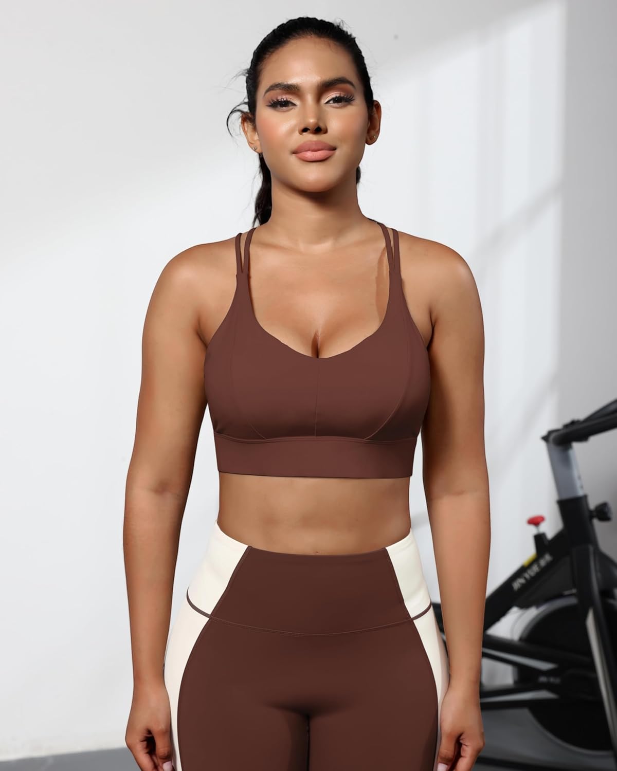 Grace Form Sports Bra for Women Strappy Medium Support Push Up Padded Sports Bra for Running Workout Bra Yoga Bra - Image 5