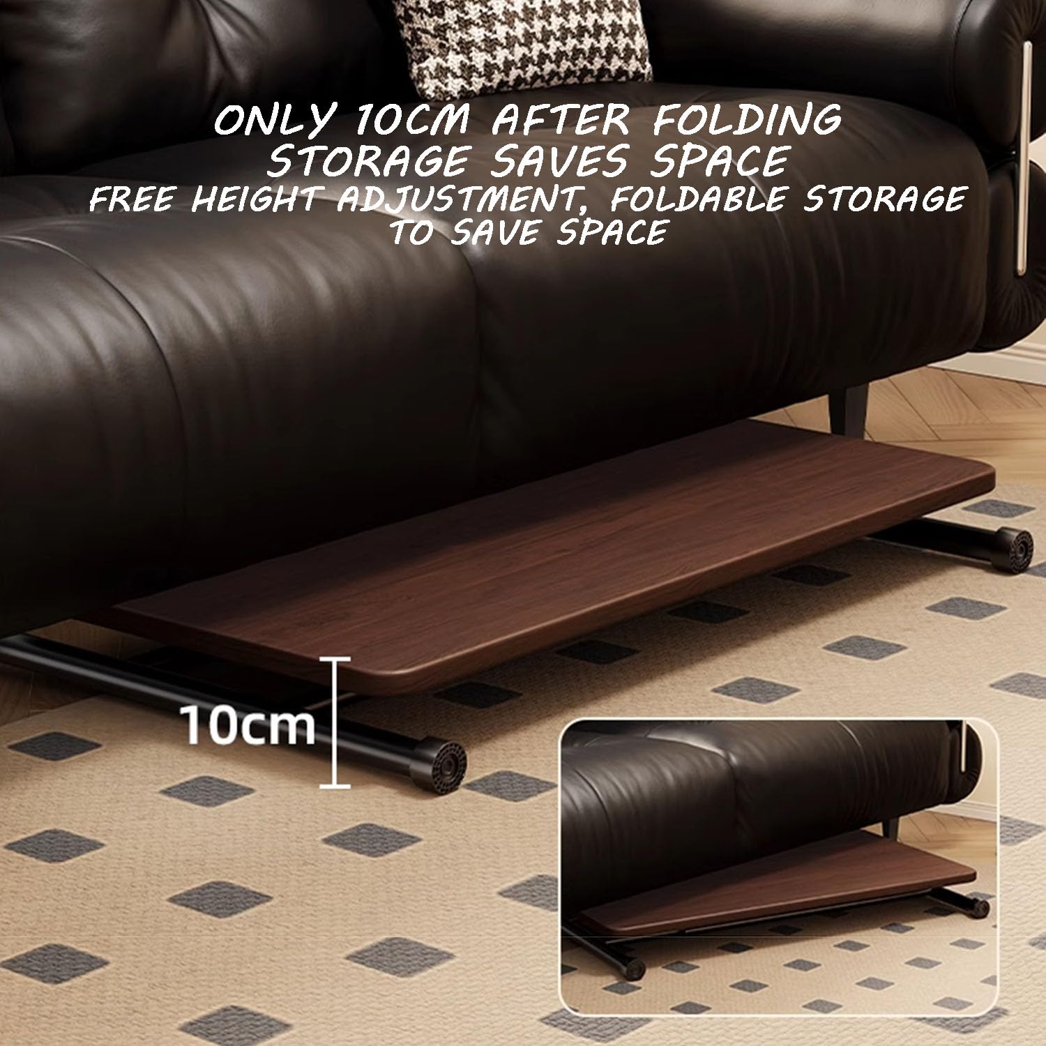 Mesa Plegable Retro, Mesa De Centro para Sala De Estar con Escritorio Engrosado, Mesa De Centro Elevable Móvil Multicolor, Mesa Auxiliar Estable Y Fácil De Almacenar, 90/100/120 Cm,90 * 60cm,Natural