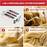 Accessoire de pâtes tout en métal 3 en 1 pour mélangeur sur socle KitchenAid, comprend un rouleau à pâtes, un coupe-spaghetti, un coupe-fettuccine et une brosse de nettoyage