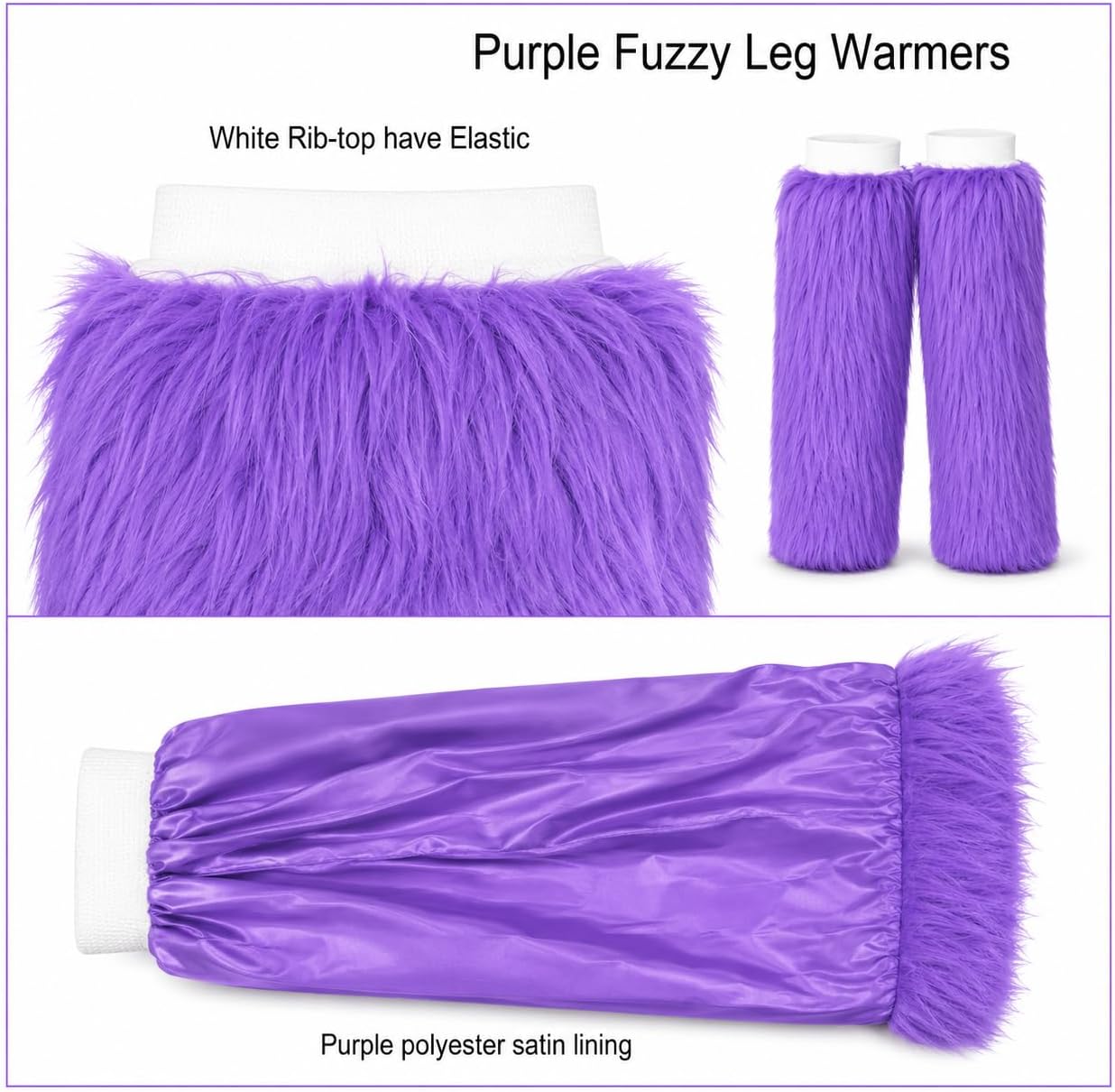 ENVY BODY SHOP Faux Fur Leg Warmers for Women Fuzzy Furry Boot Covers Fluffy Boot Cuffs Festival Rave Party Costume Cosplay
