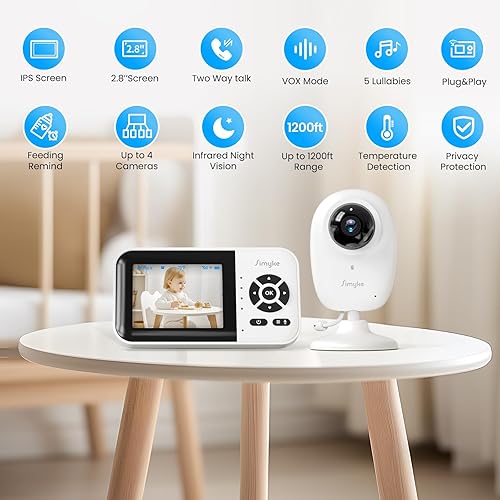 Miniatura 2 de Monitor de bebé de video inteligente, pantalla de 2.8 pulgadas y cámara de 1080p, WiFisin modos WiFi, detección de llanto, conversación de audio de