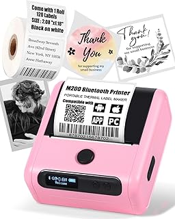 Memoking Label Makers Machine with Tape for Home & Office Organization and Storage 3" Wireless Pink Label Printer for Office Supplies - Mini Sticker Maker - M200 Bluetooth Label Maker for Phone&PC