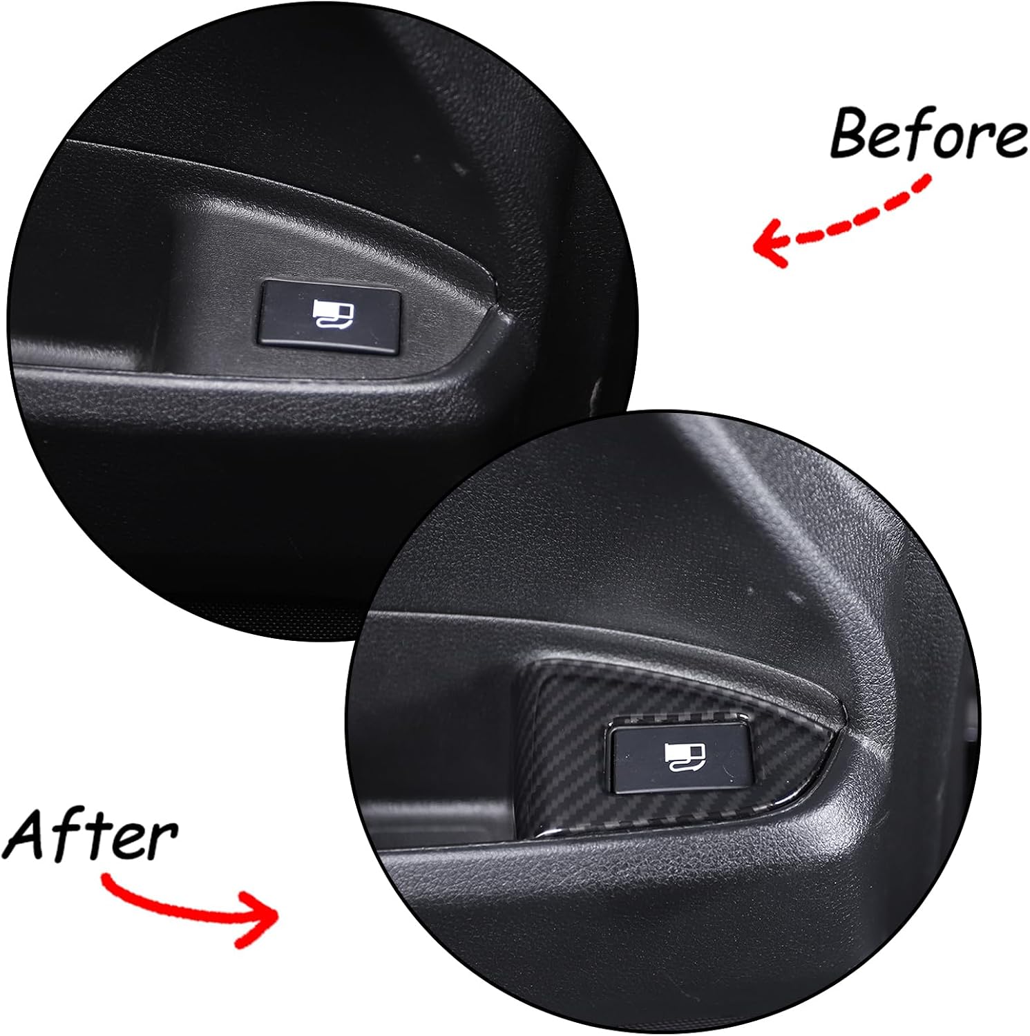 Fit for Honda Pilot 2016-2022,Honda Ridgeline 2017-2023,Honda Passport 2019-2023 ABS Interior Door Fuel Cap Switch Decorative Frame Interior Car Accessories (Carbon Fiber)