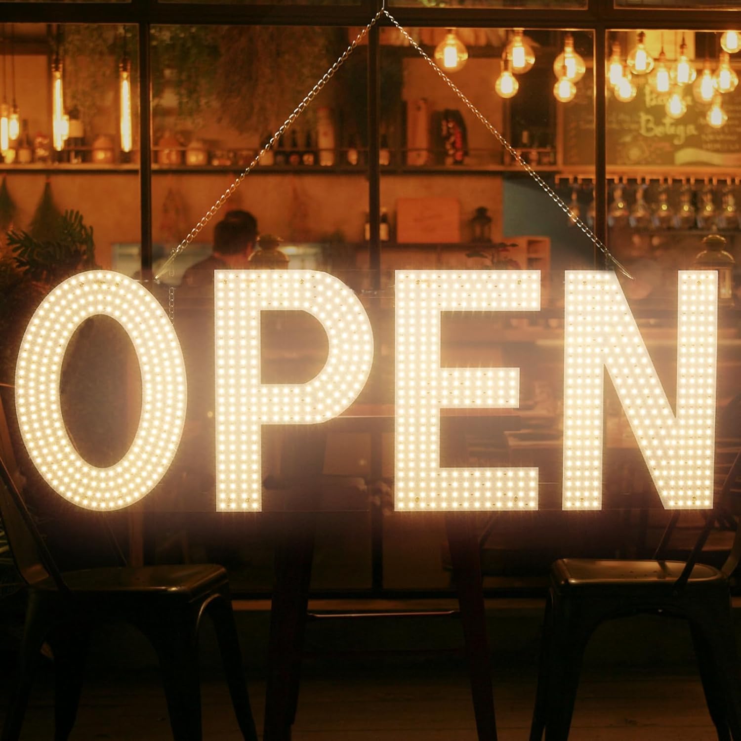LED Open Sign for Business,48"x17" Dimmable Brightness Large Electric Light Up Sign, Hanging Installation for Store Restaurant Office Bar Hotel Salon (warm white) - Image 6
