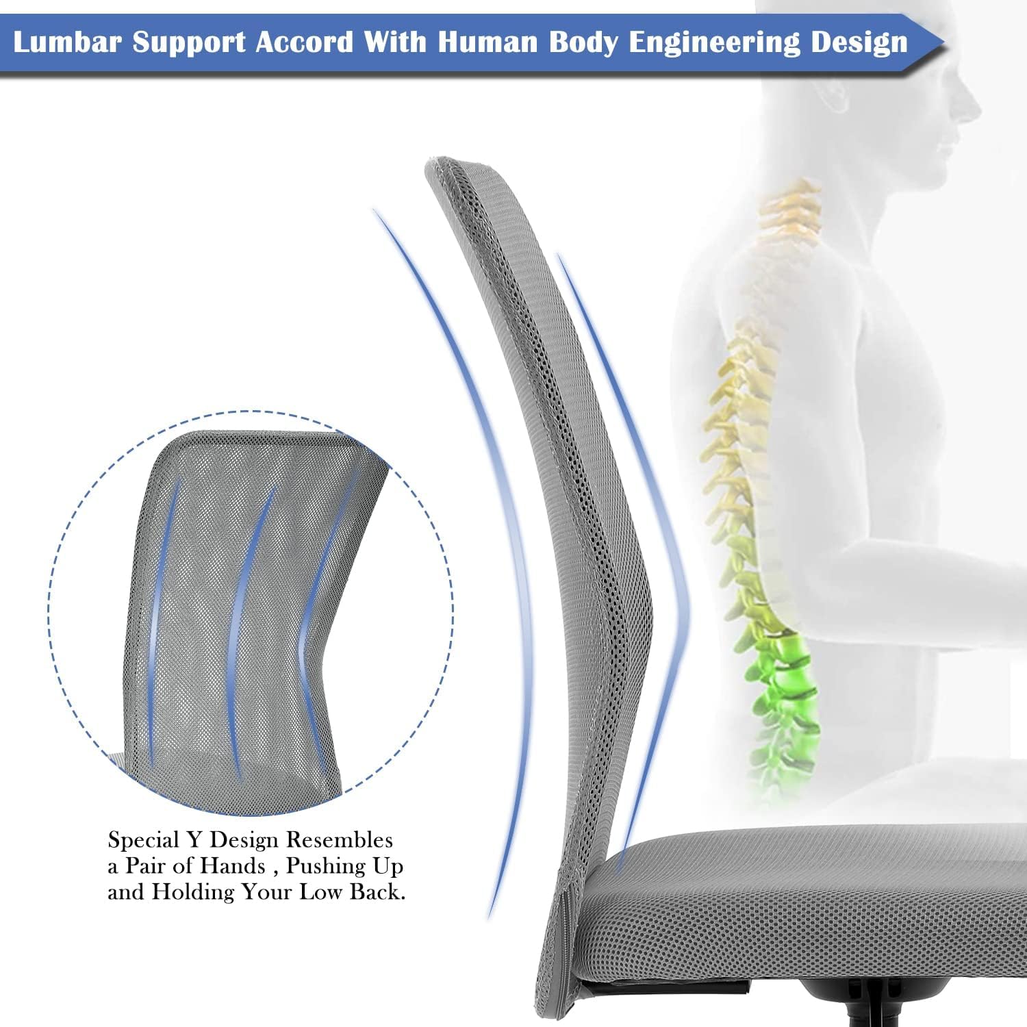 Ergonomic Chairs, Cute Adjustable Armless Office Desk Chair w/Mesh Back & Soft Thick Seat, Comfy Swivel Rolling Cheap Executive Small Computer Task Chair Sillas para Escritorio for Adult Women