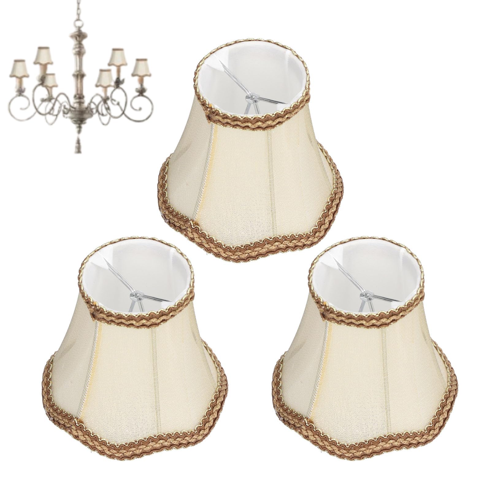 Clip On Lamp Shades, 3 Pack Small Fabric Chandelier Lampshade for E14 Bulb