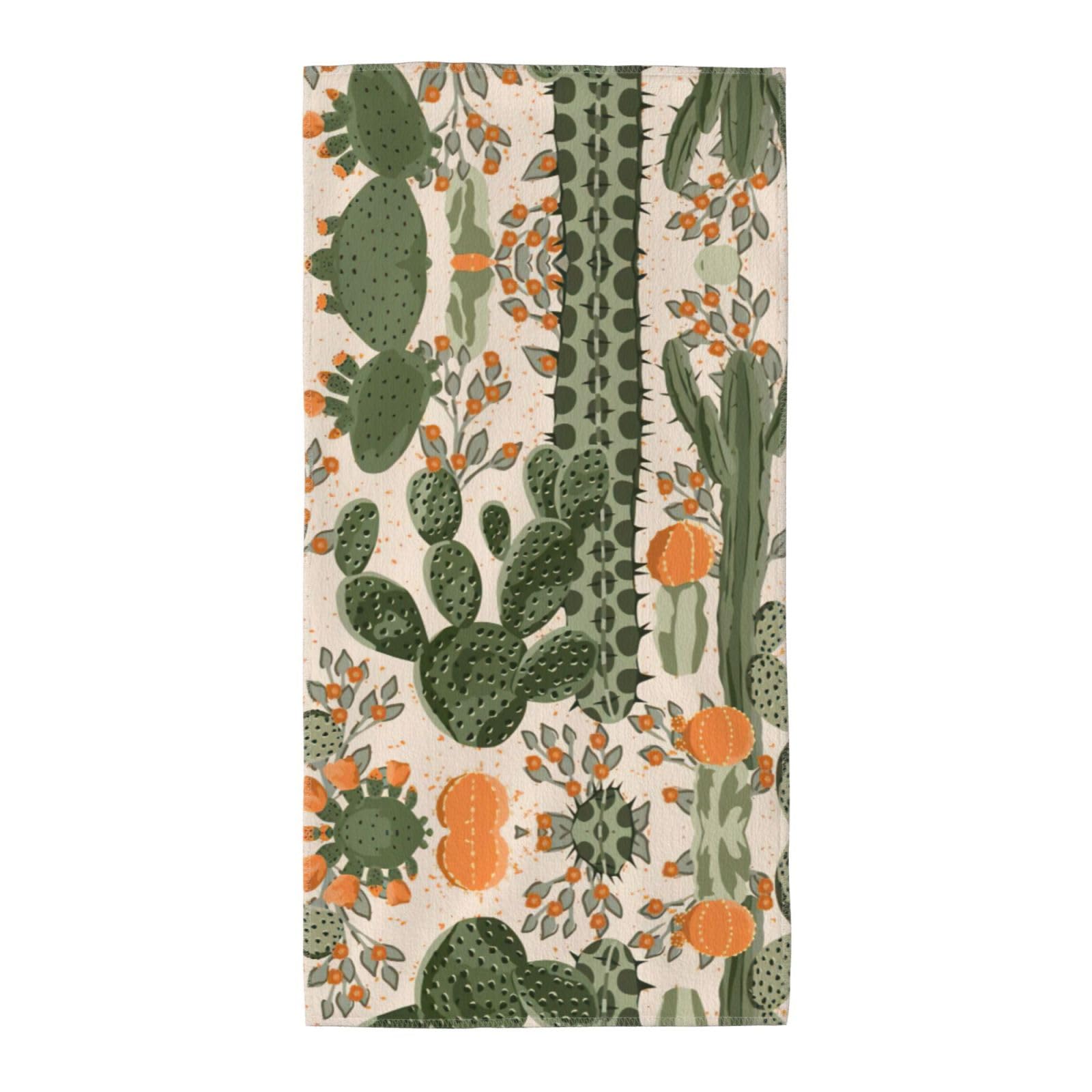 SDEGTHO Green Cactus Fashion Printed Bath Towel High Water Absorption For Hiking Trip