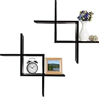 Vista 5 de Greenco Criss Cross Intersecting - Estantes flotantes para montar en pared.