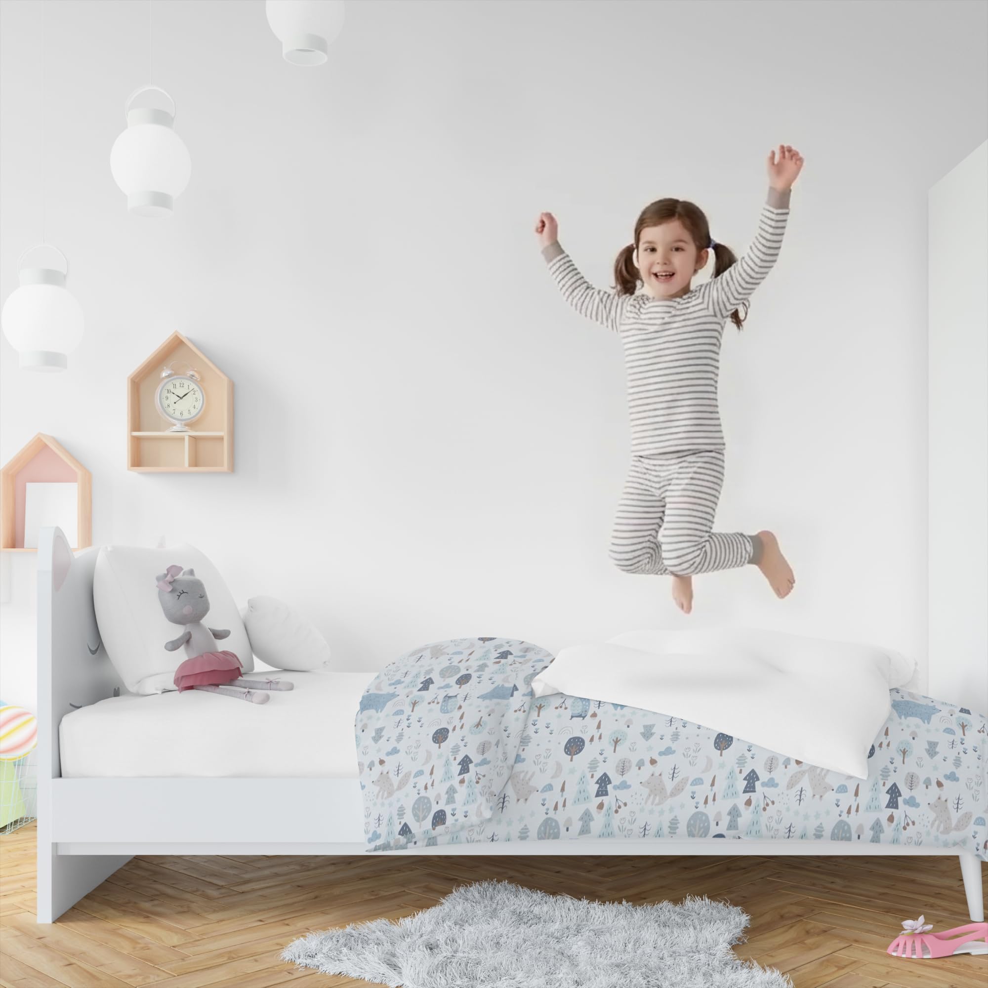 Dailydream Kinder Gewichtsdecke 104x150 3,2 kg Wald 100% Baumwolle Glasperlenfüllung Weighted Blanket Therapiedecke 35-55 kg