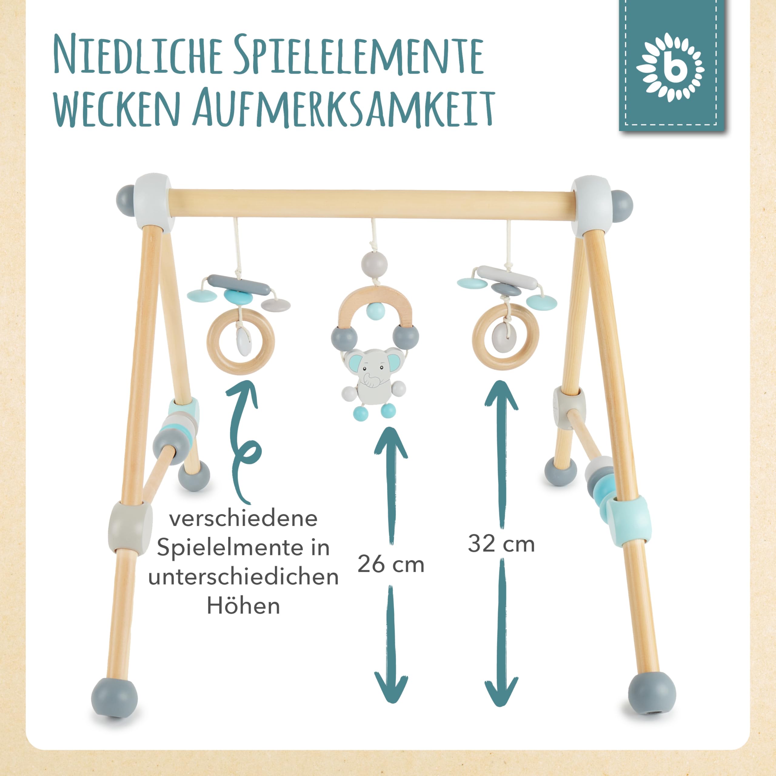 Bieco Spielbogen Baby | Montessori Spielbogen | Spielebogen Babies Holz Wickeltisch | Holzbogen Baby Spieletrapez Babies Holz Baby Gym Holzspielbogen