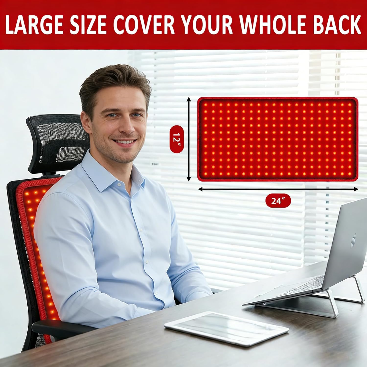 24"x12" Red Light Therapy Mat for Body Pain Relief, 660nm & 850nm Near Infrared Light Pad, 242 LED Flexible Redlight Blanket with Lightness Timer Pulse Control for Back Belly Knee Joints Muscle(Black)