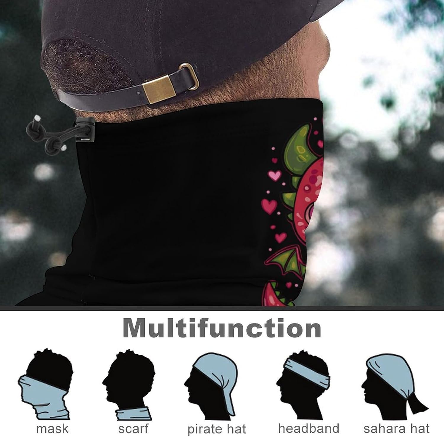 Valentine Dragon Fruit Unisex Neck Gaiter Face Scarf Cover Sun Hoods for Outdoor Hiking Skiing