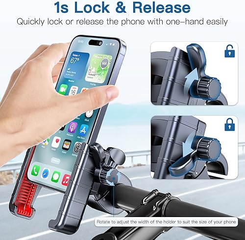 Miniatura 2 de Soporte de teléfono para bicicleta, bloqueo rápido, apto para cámaras, soporte de teléfono de motocicleta, abrazadera para manillar para cochecito,