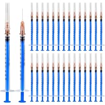 Pack of 30 1 ml Syringes without Needle with Caps Individually Sealed 0.01 ml Fine Scale for Laboratory Liquid Measurement & Animal Feeding Industrial Precision Application