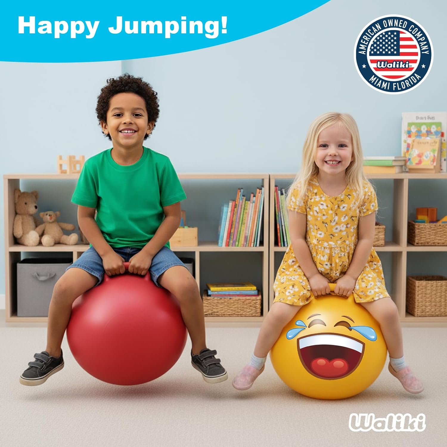 WALIKI Hopper Ball Toys for Boys and Girls 3 4 5 and 6 Years Old | Hippity Hop | Jumping Hopping Cool to for Kids | Bouncy Ball 18"