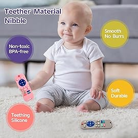 Hooku 2 Pack Silicone Teething Toys for Babies 0-6 Months, Teethers for Babies 6-12 Months, Remote Teether for Baby, Sensory Toys for Babies, Baby Chew Toys