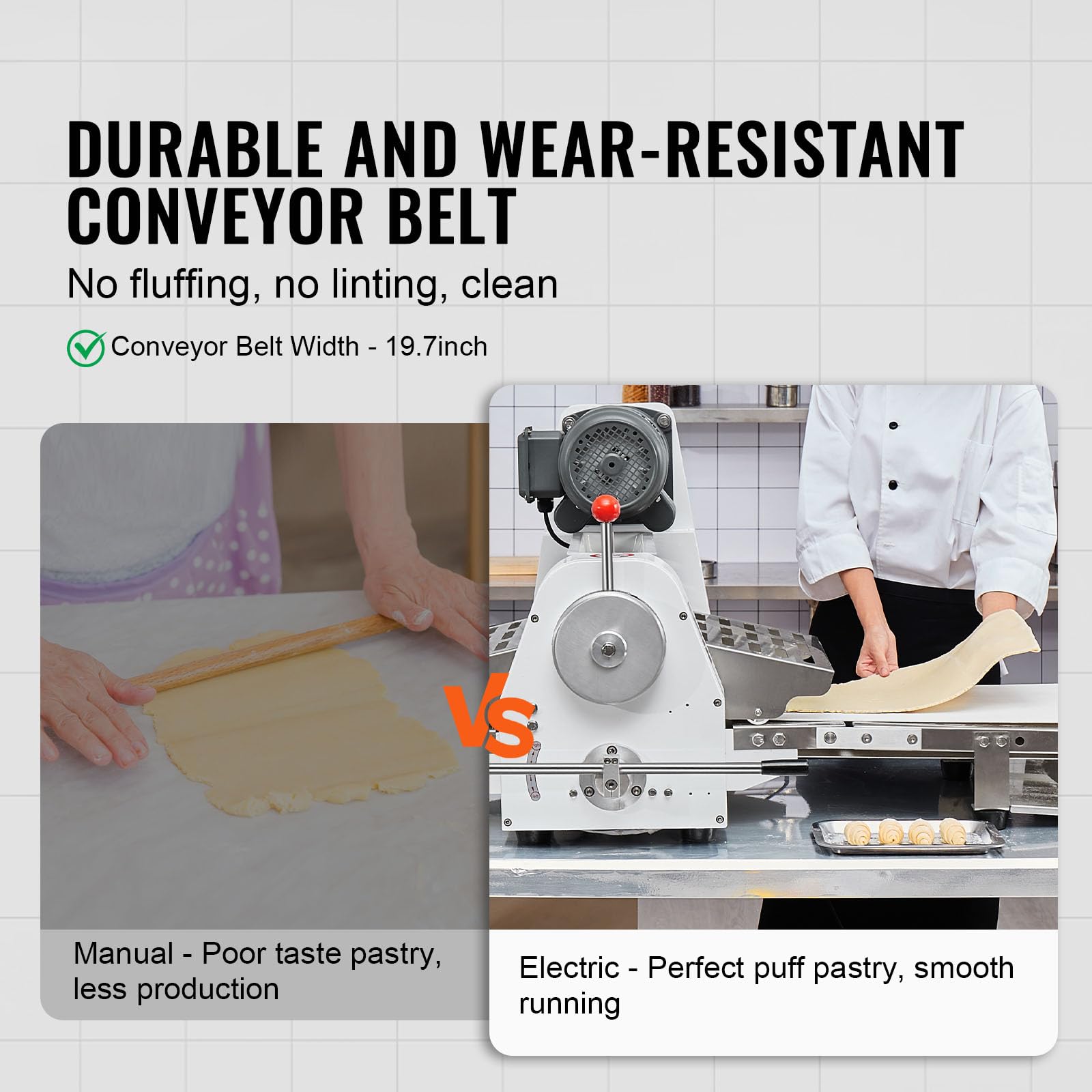 Happybuy Commercial Dough Sheeter Machine, 15.7-Inch, Electric, 0-1.4