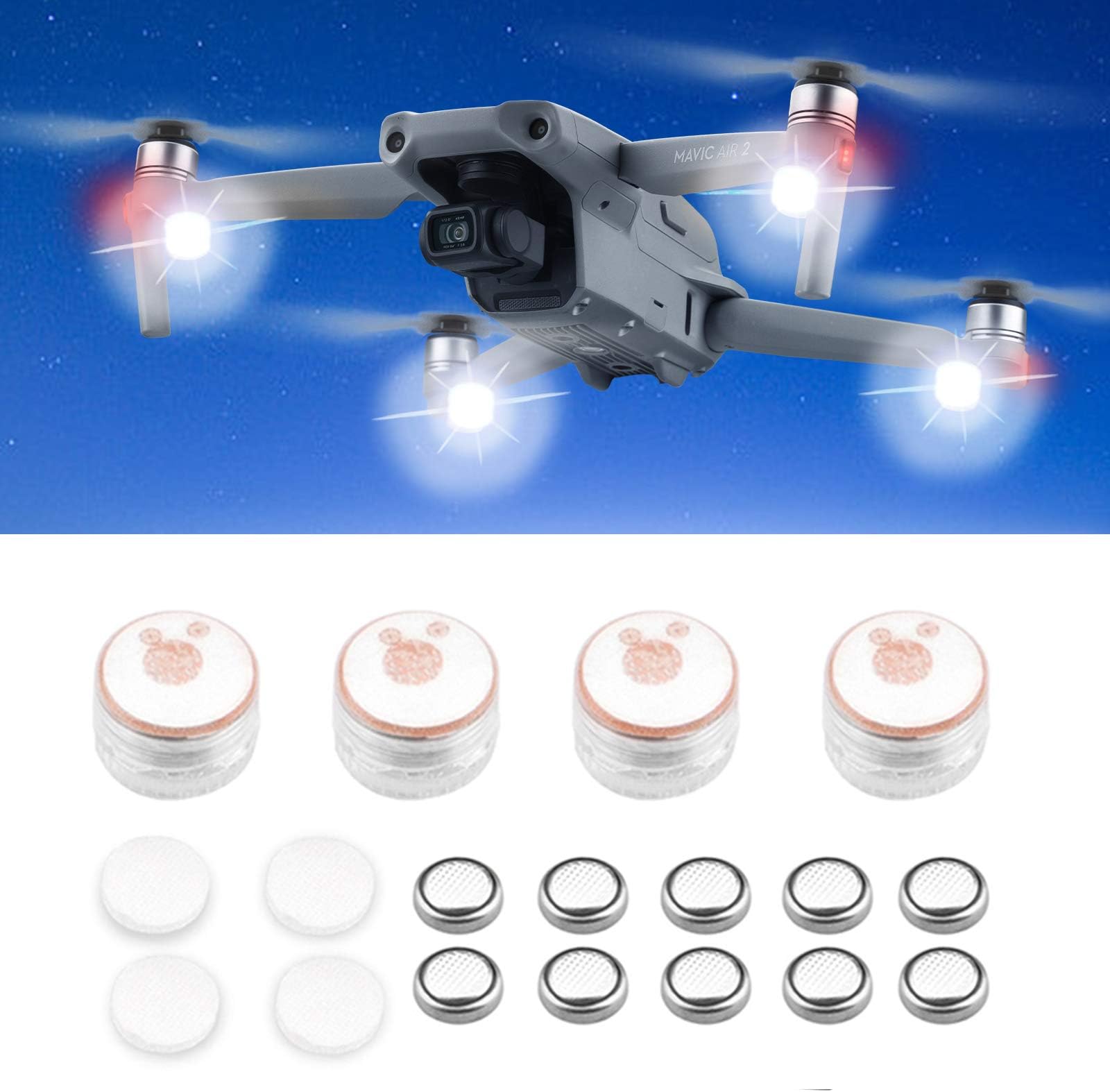 Drone LED Night Flight Signal Night Lights Flashing Light Strobe Lights Anti Collision Indicator Light Suitable for DJI Mini 3 Pro, Mavic 3, Air 2S/Mavic Air 2/Mavic Mini 2 Drone Accessories