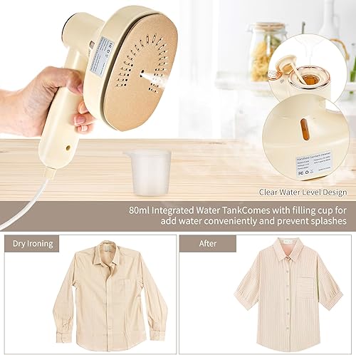 Miniatura 5 de Jhua - Mini plancha de vapor para ropa, vaporizador de viaje de 800 W, plancha de viaje portátil, plancha de micro vapor, mini vaporizador de mano,