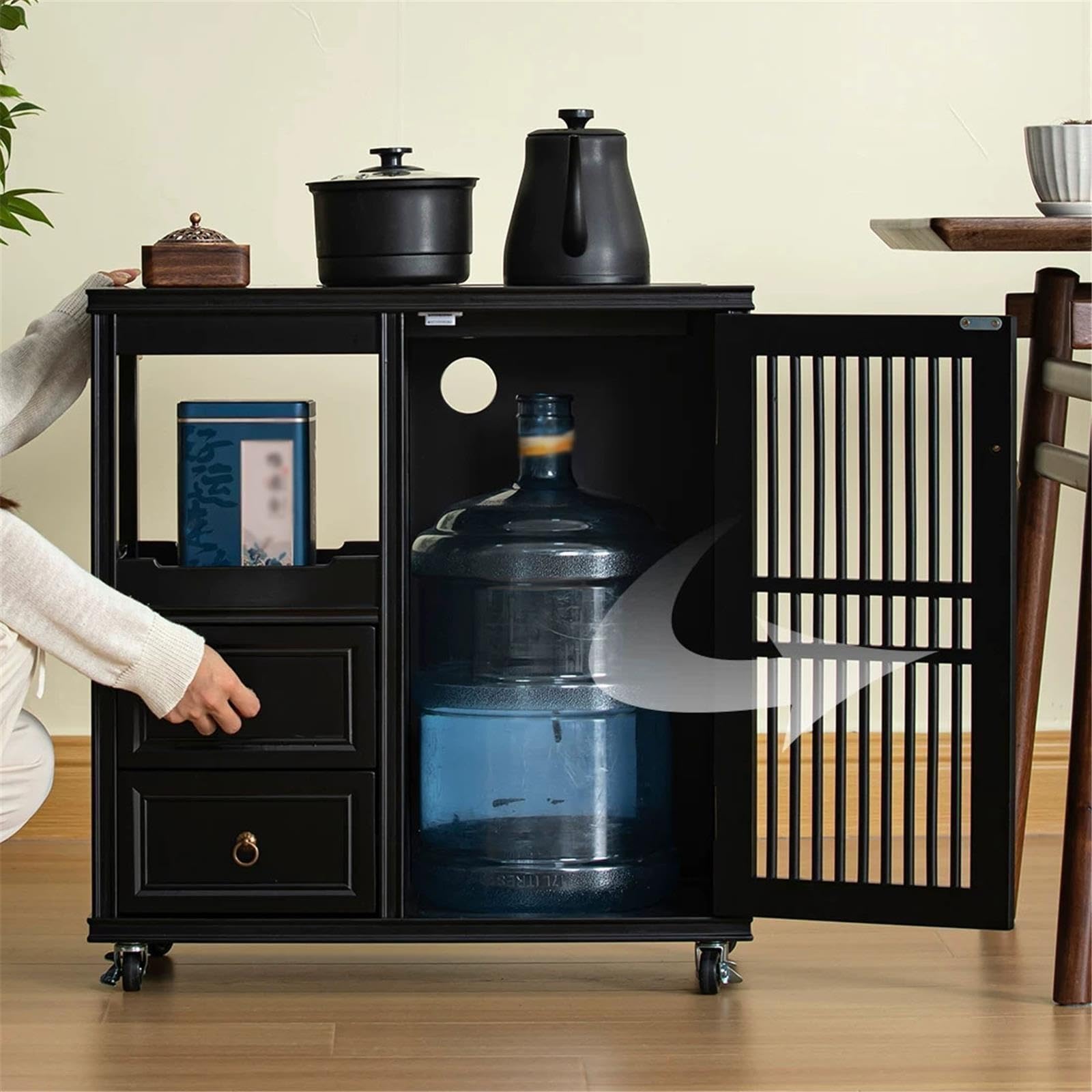 Maison Meuble latéral de canapé Mobile en ébène avec revêtement Amovible
