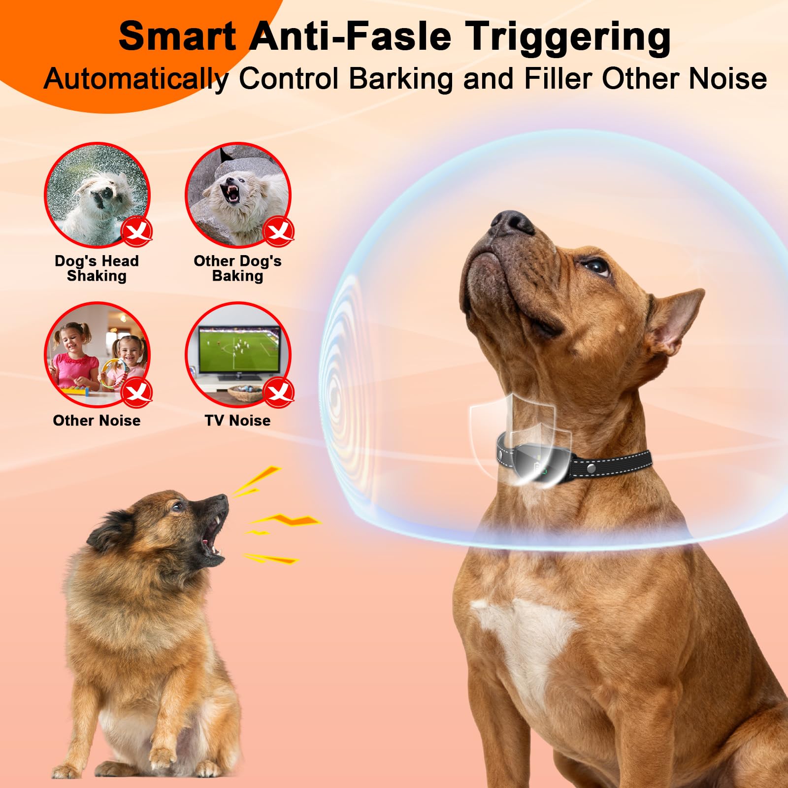 Dog Bark Collar, Bark Collar for 5-60LBS Small & Medium Dogs, IPX7 Waterproof Rechargeable Training Bark Collar, Anti Barking Collar with 3Modes, 5 Beep & 7-Level Sensitivity(Black) — view 6