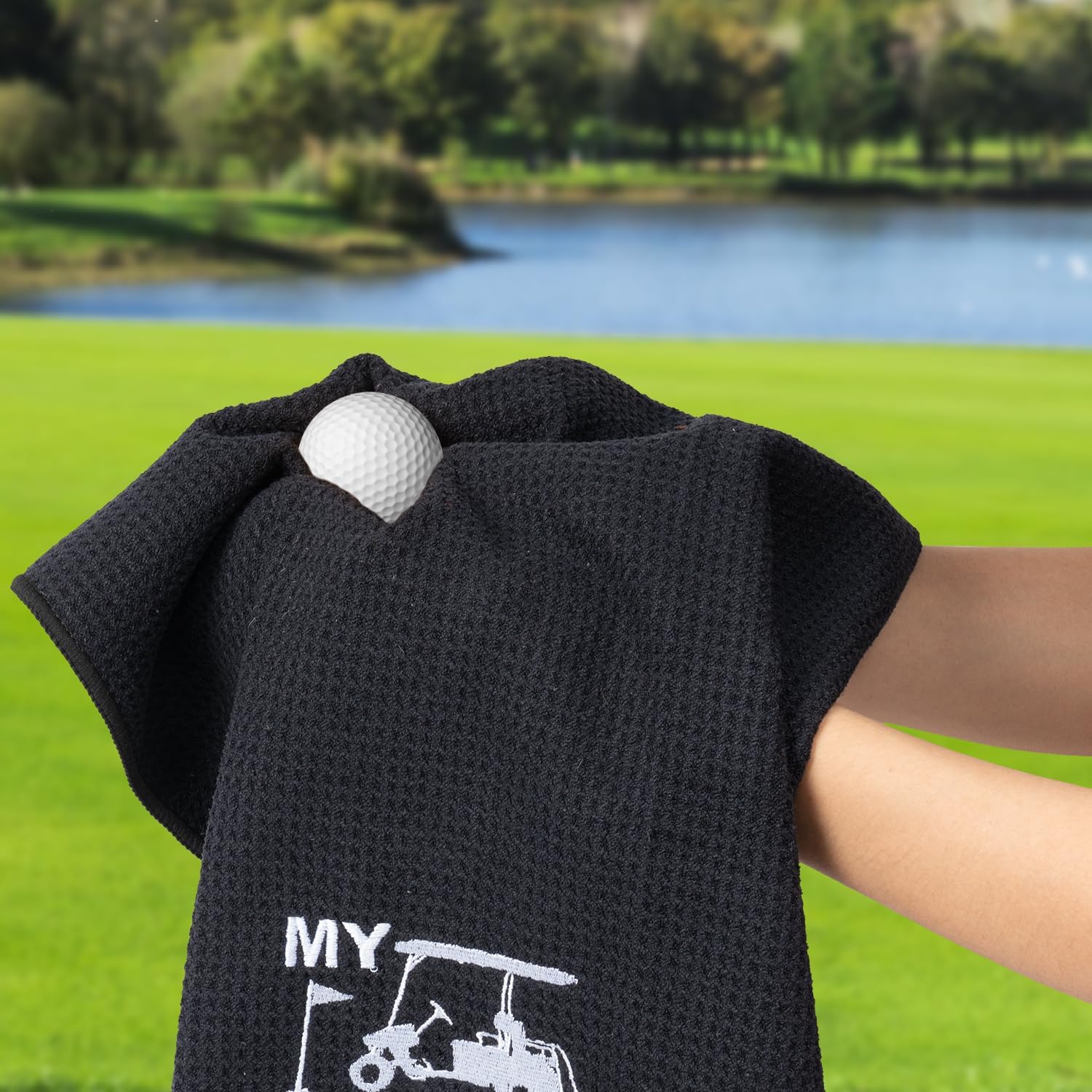 R HORSE 2Pcs Funny Golf Towel Gifts, Microfiber Embroidered Golf Towels for Bags with Clip, Sport Accessories Birthday for Men Women Golfer Fan - Image 3