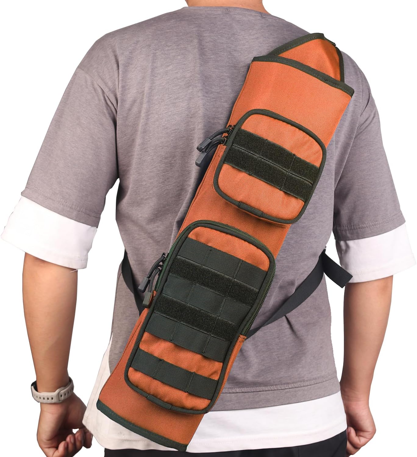 KRATARC Archery Back Arrows Quiver Bag with Molle System and Pockets for Hunting Shooting Target Practice
