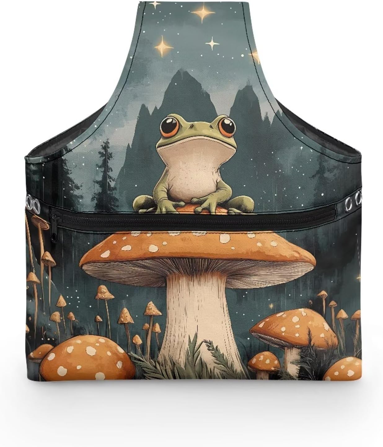 LVEWYB Frog Mushroom Knitting Bag,Yarn Bags for Crocheting On The Go Storage Case Knitting Cute Tote Bag Yarn Storage Holder for Crocheting Knitter image 2