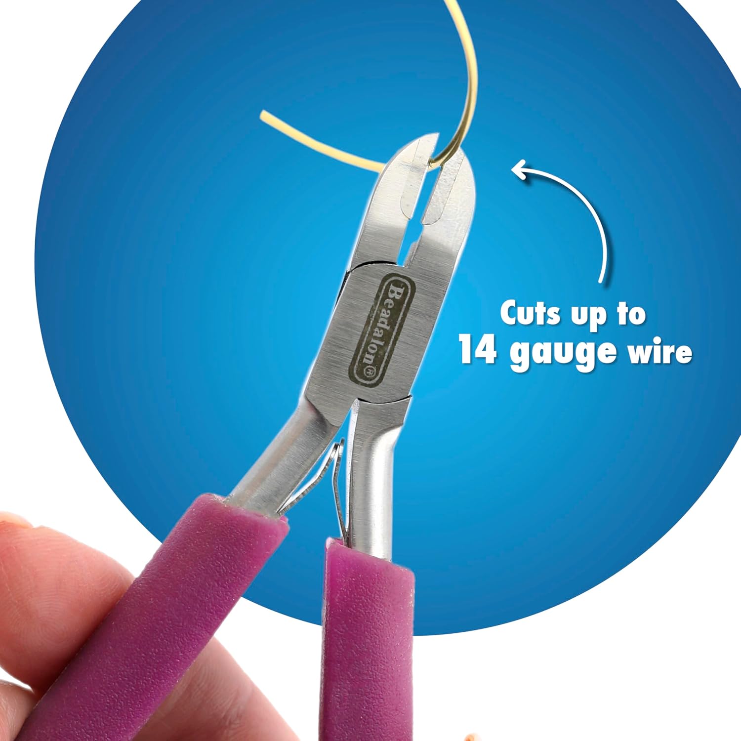 Beadalon Professional Series Tungsten Carbide Jaw Hard Wire Semi-Flush Cutter, Dark Blue Vinyl-Free Grips, Stainless Steel, cuts up to 14 gauge Wire, 5.75 in