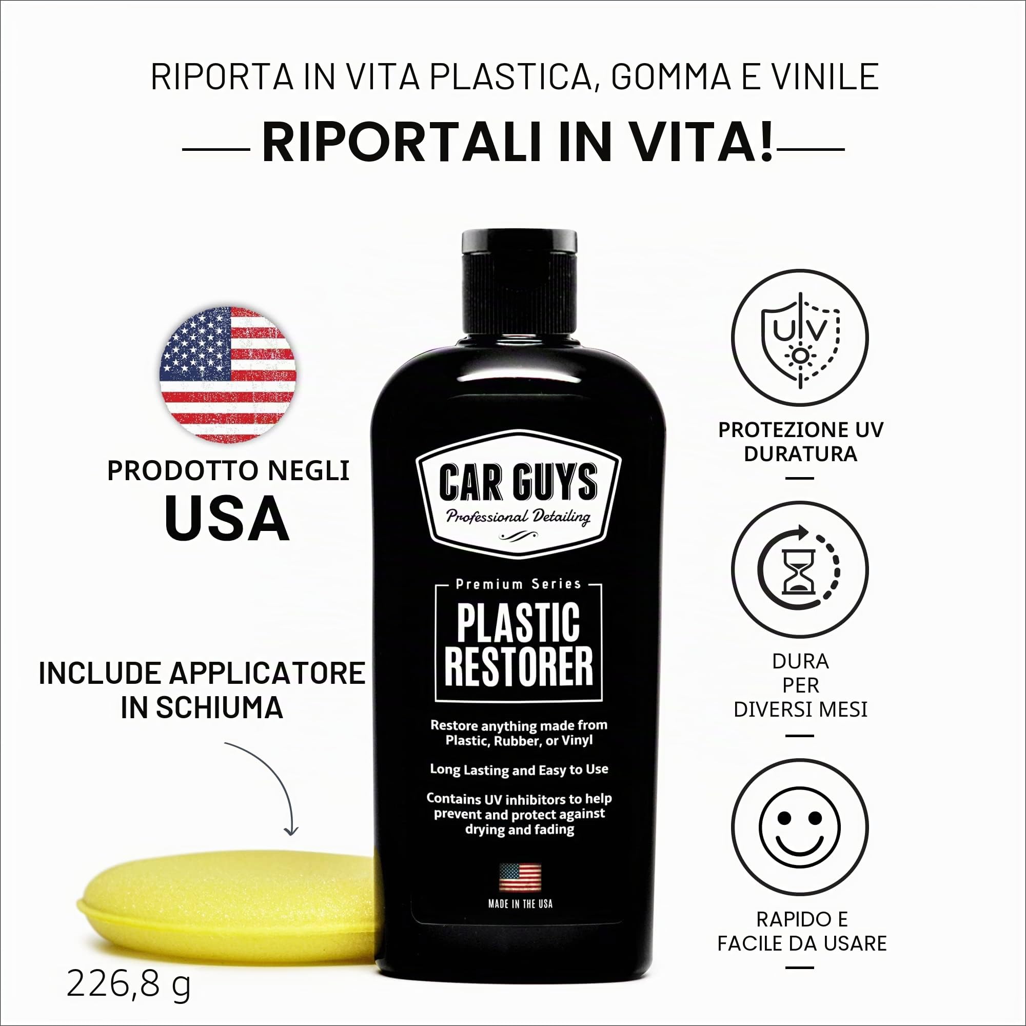 Car Guys Ripristino in plastica, la Soluzione definitiva per riportare in Vita Gomma, Vinile e plastica