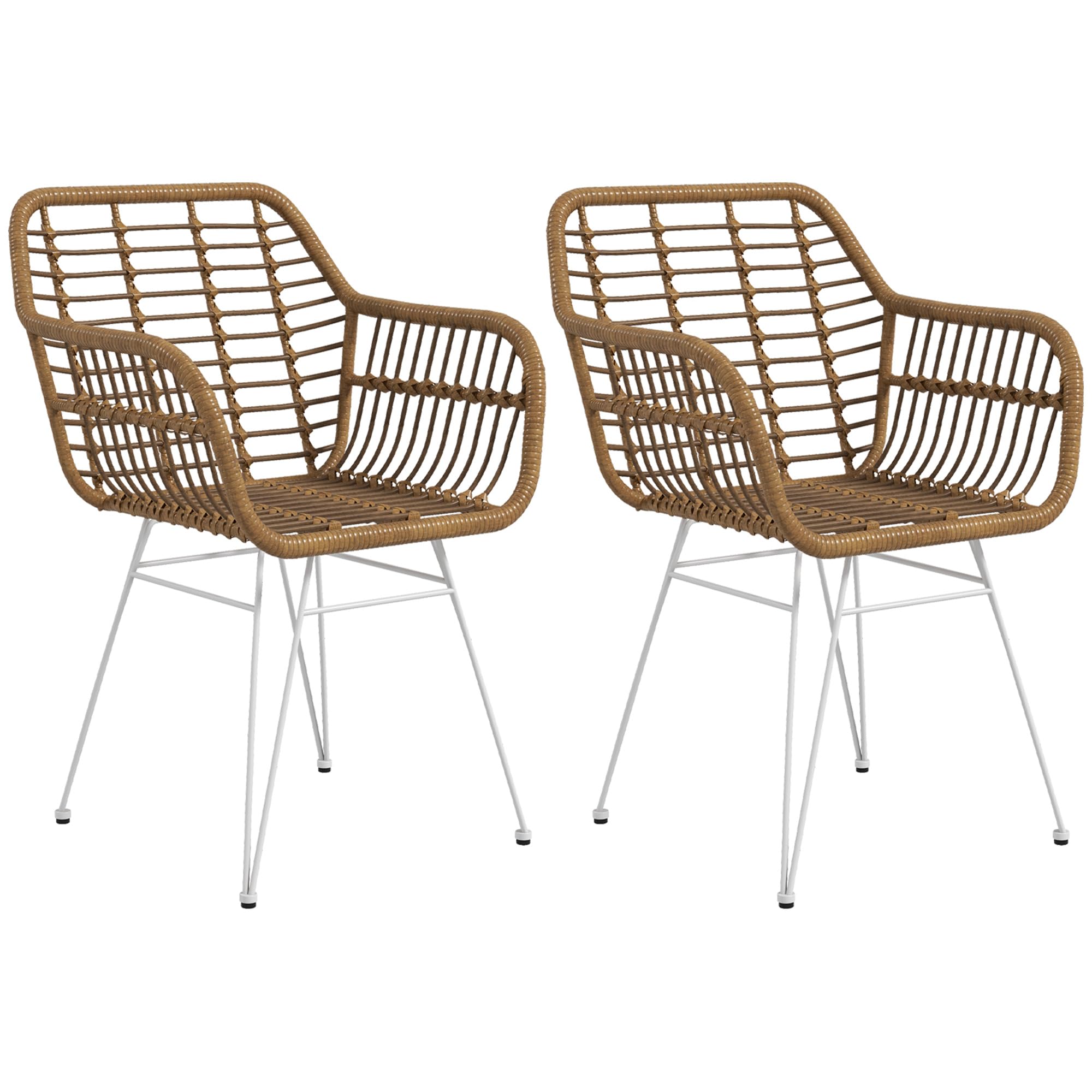 HOMCOM Lot de 2 Chaises de Salle à Manger Design Bohème en Résine Tressée