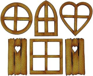 Wooden Fairy Garden Door, Blank Door Fairy House and Windows Ornaments Tree Statues for Tree Trunk Yard Decoration, 6Pcs