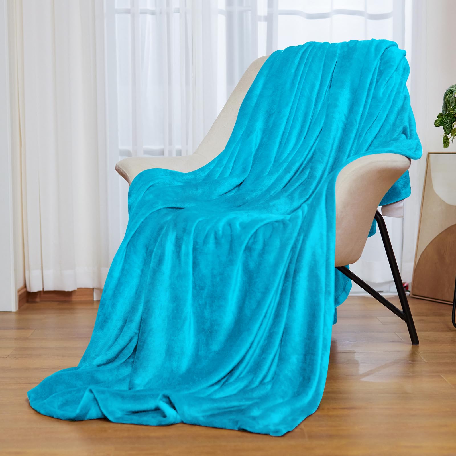 HYLEORY Fleece Blanket Turquoise Throw Blanket for Couch, Bed, Camping, Travel-Plush Cozy Fuzzy Blanket 50''x60'', Super Soft & Warm Blankets for All Season