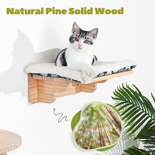 Miniatura 2 de Estantes montados en la pared para gatos escalones  Perchas de pared para gatos, muebles de juego, escalador, soporte para colgar, alfombra suave,