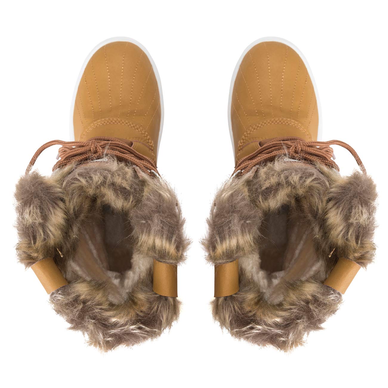 Polar Womens Snow Boot Nylon Tall Winter Snow Waterproof Warm Rain Boot - Tan/Tan - 5 - ZZCD0028
