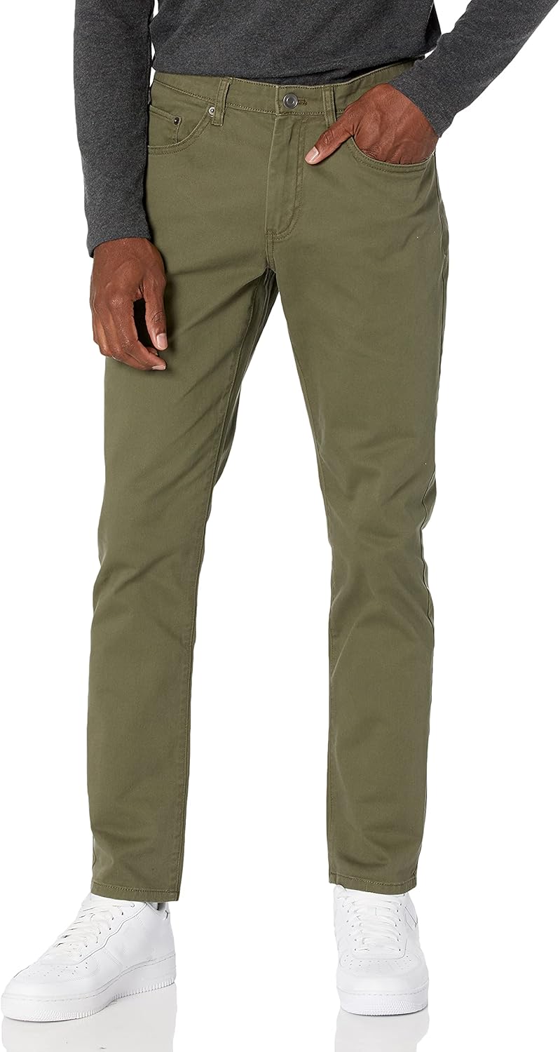 Amazon Essentials Men's Slim-Fit Pants, 5-Pocket Stretch Twill Design 34W x 34L Olive