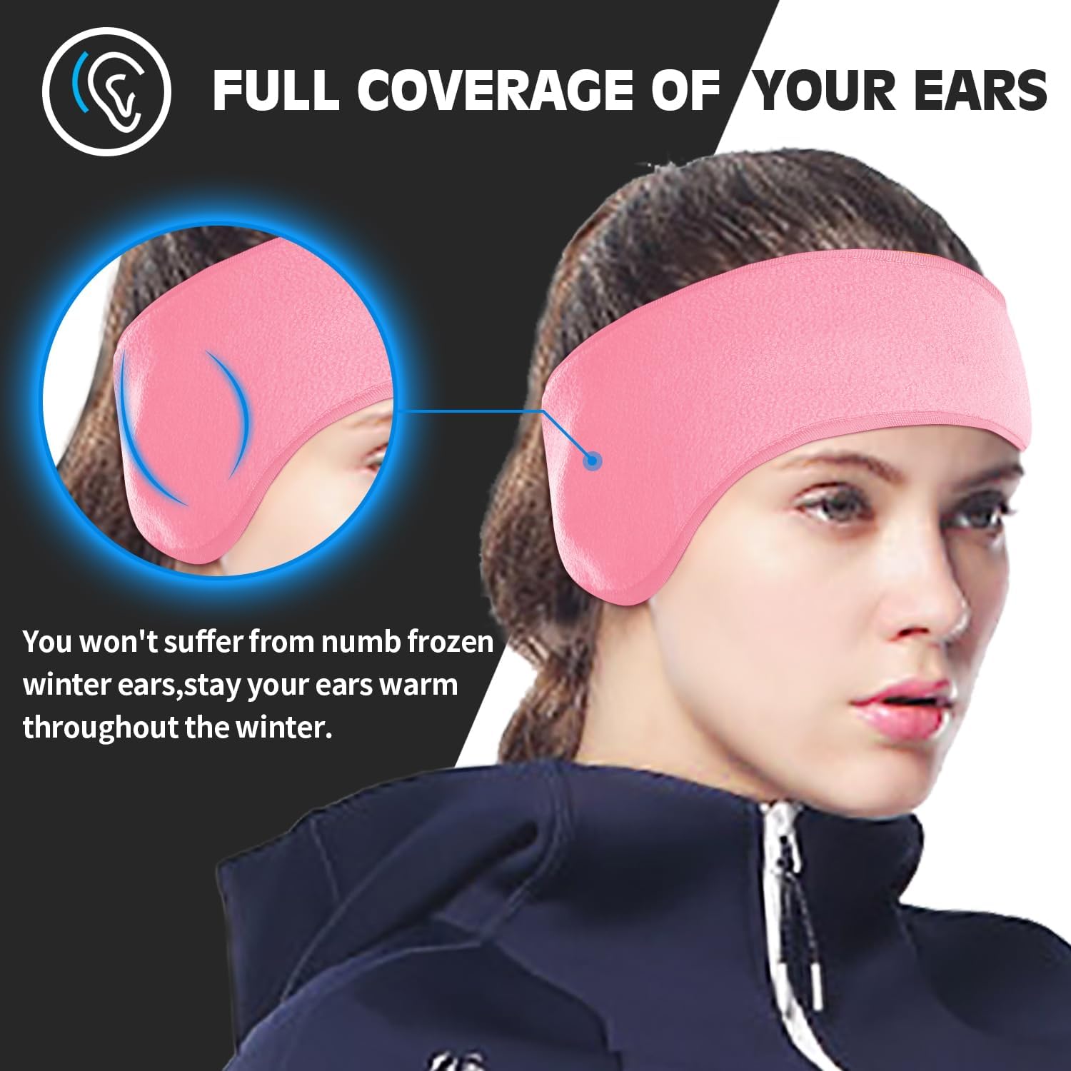 Winter Fleece Ear Warmers Muffs Headband for Men Women Kids Ski Running Cycling