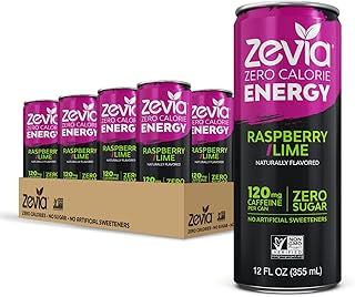 Zevia Zero Calorie Energy Drink Raspeberry & Lime 12x355ml