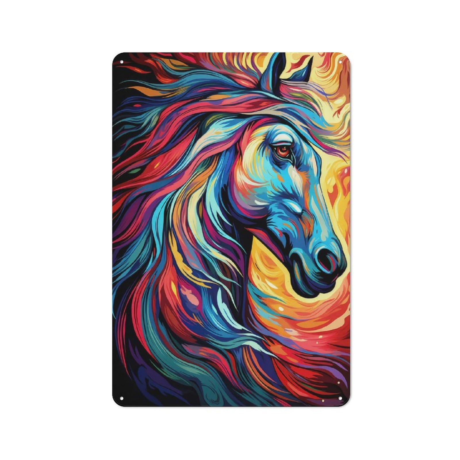 Junmoney Flowing Horses Mane Metal Wall Art Sign With Design 30X20cm, Urban Industrial Wall Decor For Workspace, Cafe, Hallway Or Garage